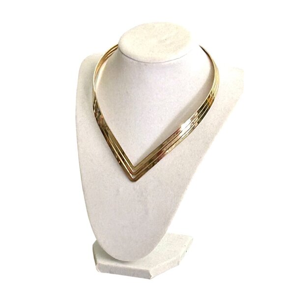 Gold-Tone Chevron Collar Necklace - Picture 4 of 7